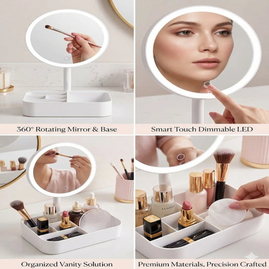 LED Vanity Mirror Organizer – Smart Storage Beauty Mirror