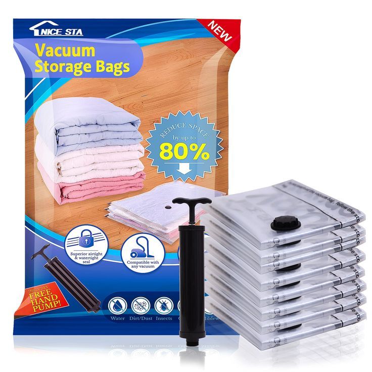 Vacuum Bag 5pcs Set with Hand Pump – Space Saver Vacuum Storage Bags for Clothes & Bedding