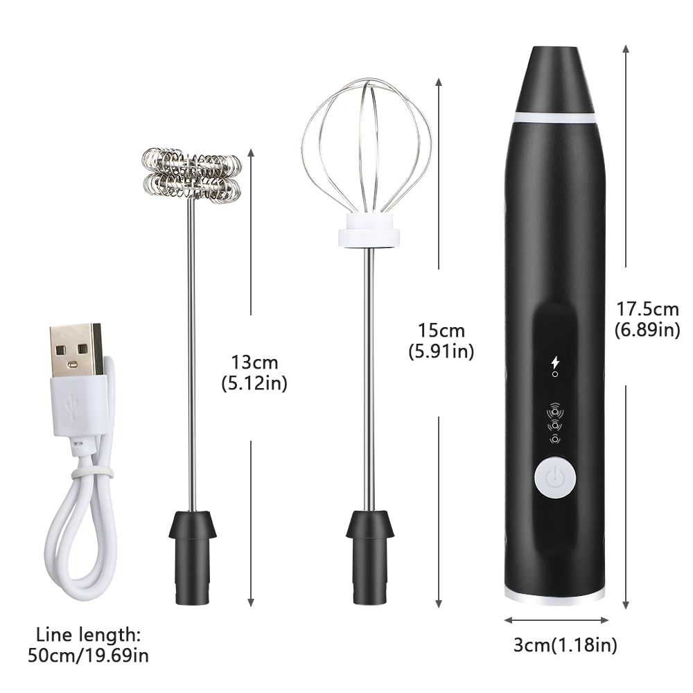 Rechargeable 2-in-1 Coffee & Egg Beater – USB Milk Frother