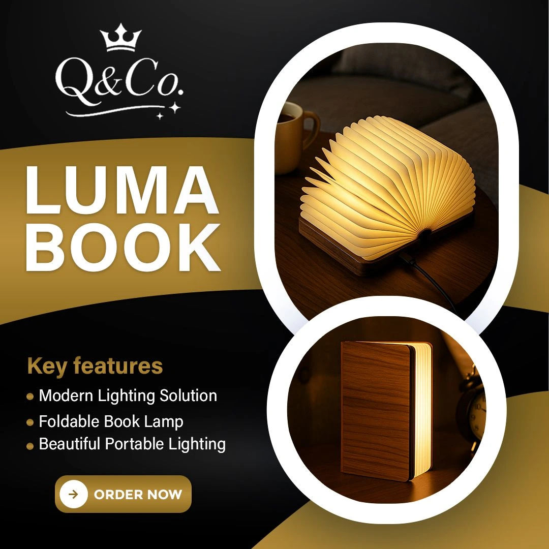 LED Wooden Folding Book Lamp – Foldable Night Light