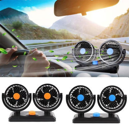 Dual Head USB Car Fan – Cooling Fan for Auto Ventilation