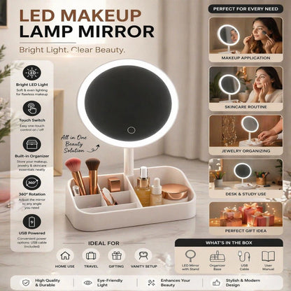 LED Vanity Mirror Organizer – Smart Storage Beauty Mirror