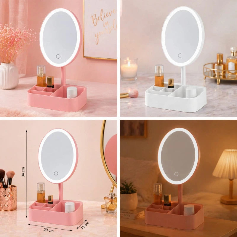 LED Vanity Mirror Organizer – Smart Storage Beauty Mirror
