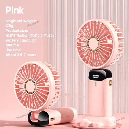 N15 Handheld USB Portable Rechargeable Fan – Digital Display Folding Mini Fan