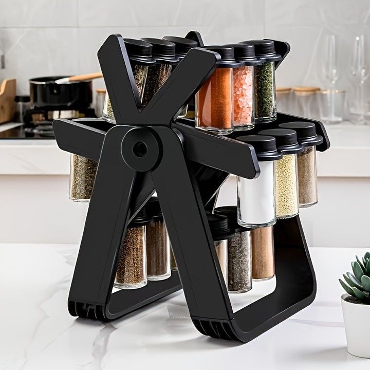 18-Jar Rotating Spice Rack – Premium Kitchen Organizer Set