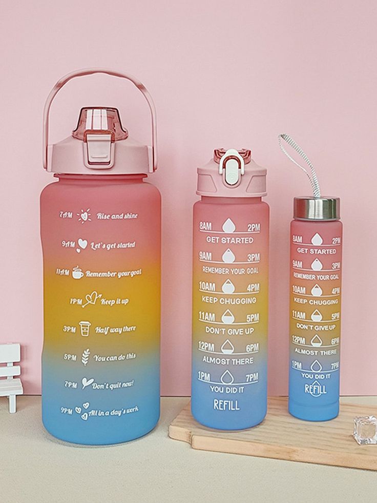 3 in 1 Water Bottle Rainbow Colors – Lock Sipper Bottle with Stickers