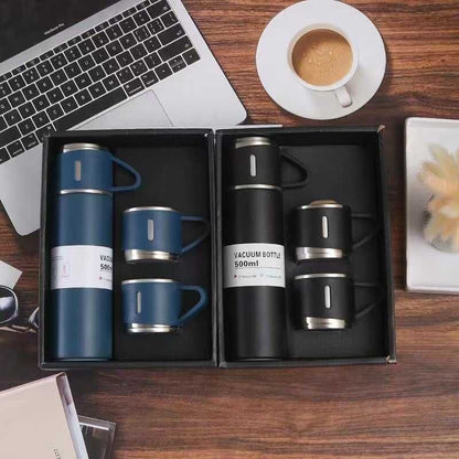 Stainless Steel Vacuum Flask Set – Double Wall Insulated Hot & Cold Bottles