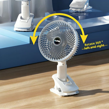Portable Mini Clip Fan – USB Rechargeable Desk Fan
