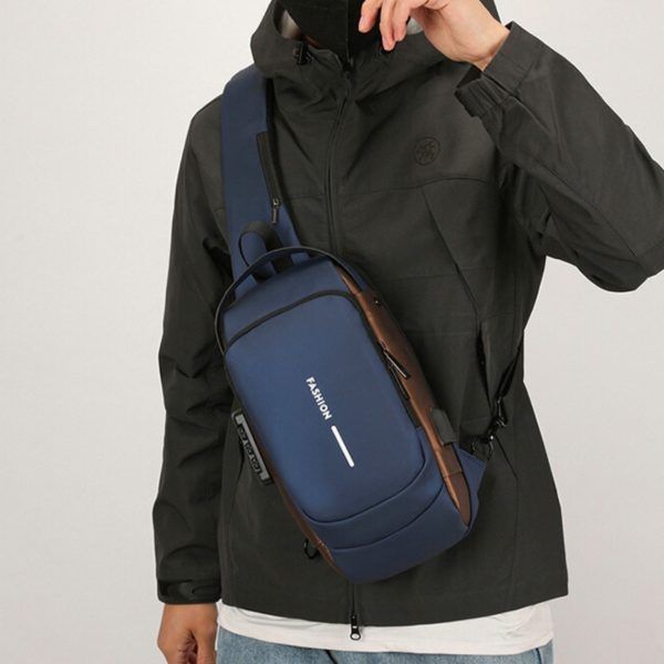Anti-Theft Waterproof Sling Bag with USB Charging & Combination Lock