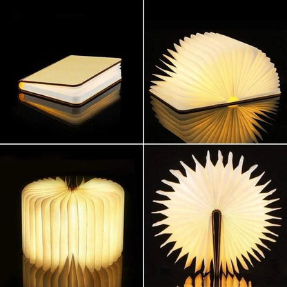 LED Wooden Folding Book Lamp – Foldable Night Light