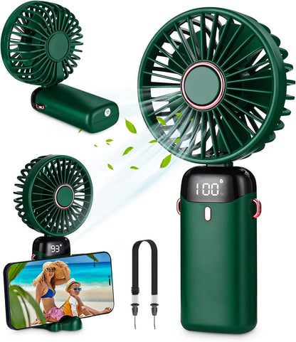 N15 Handheld USB Portable Rechargeable Fan – Digital Display Folding Mini Fan
