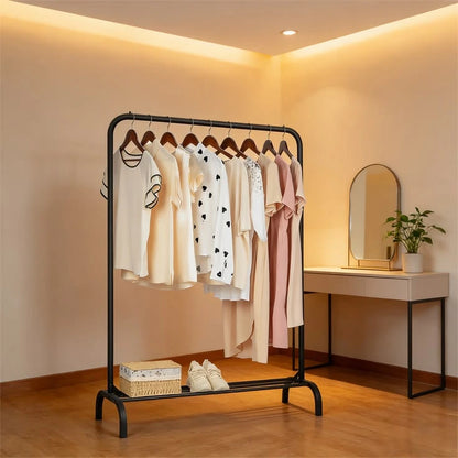 Metal Clothing Rack – Garment Coat Rack with Bottom Shelf