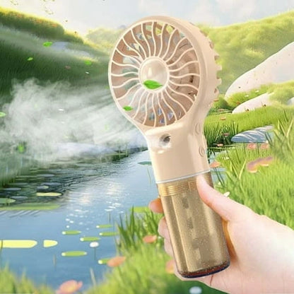 Portable Mini Fan with Mist Spray Humidifier – Rechargeable