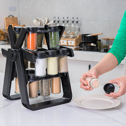 18-Jar Rotating Spice Rack – Premium Kitchen Organizer Set