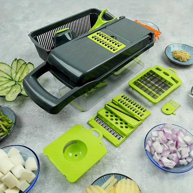 16 in 1 Vegetable Slicer – Multi-Function Mandoline Cutter with Stainless Steel Blades