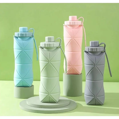 600ML Silicone Folding Water Bottle – Portable Collapsible Bottle