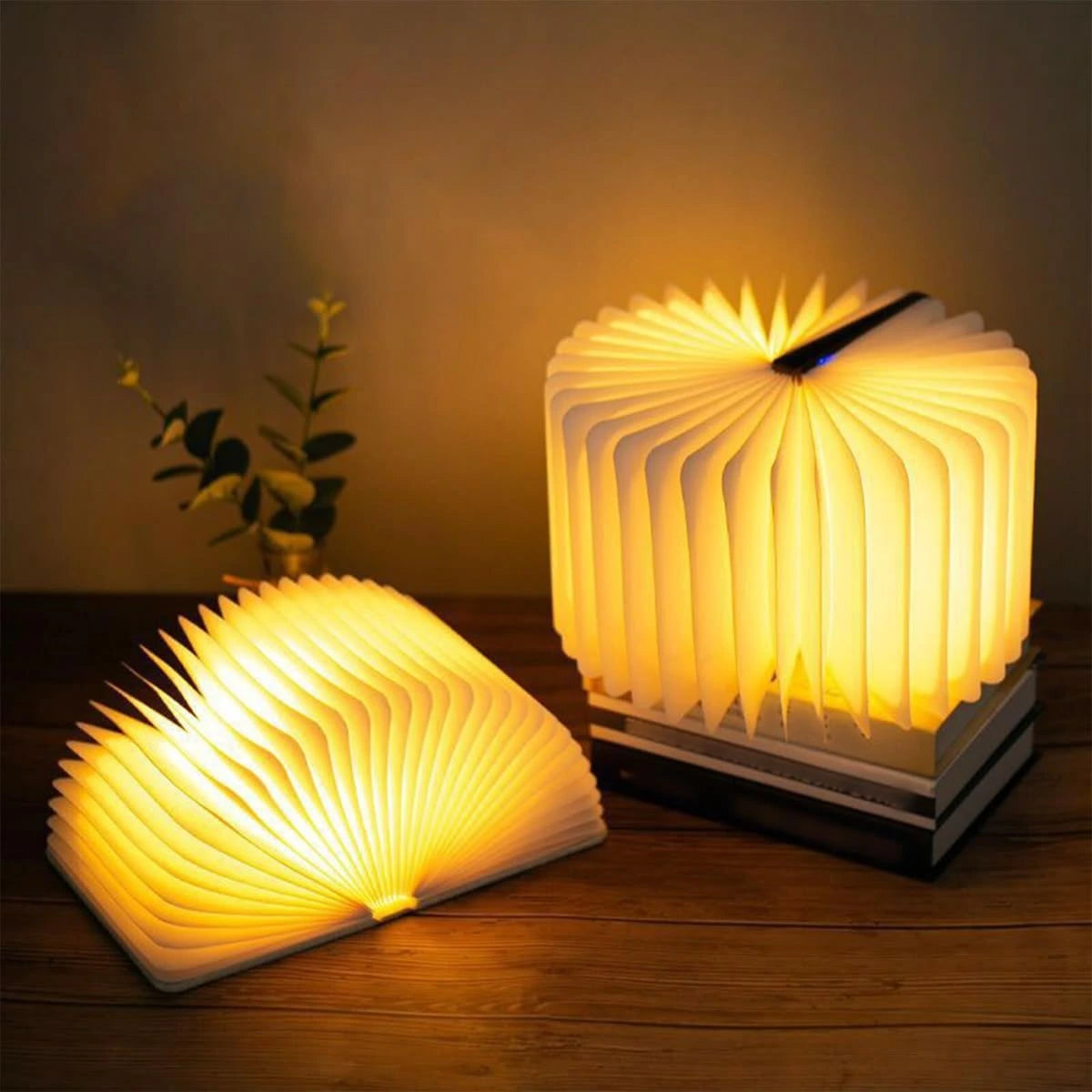 LED Wooden Folding Book Lamp – Foldable Night Light