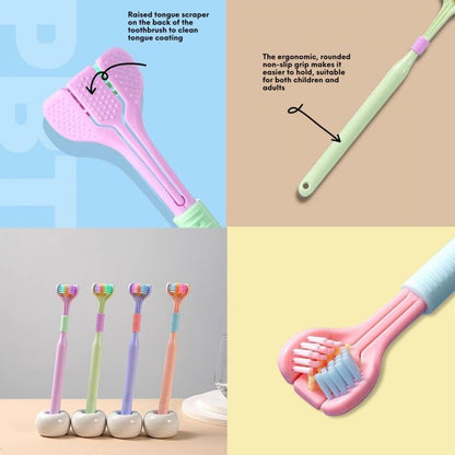 Three-Sided Toothbrush – 360° Soft Bristles Replaceable Heads