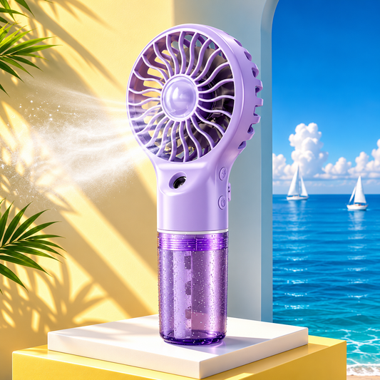 Portable Mini Fan with Mist Spray Humidifier – Rechargeable