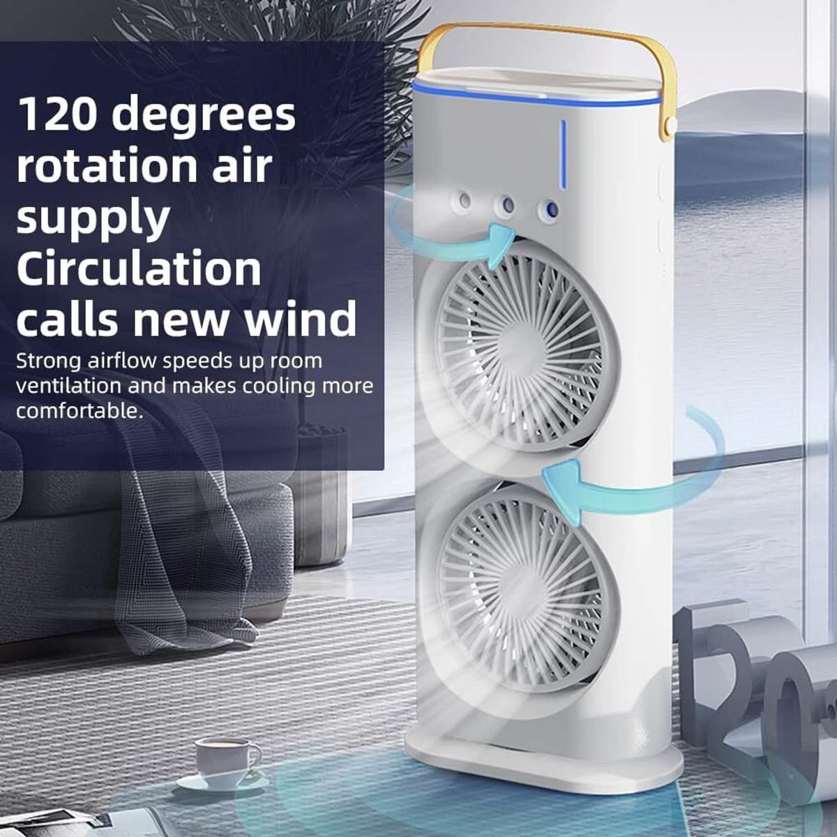 Double Rechargeable Mist Fan – Portable Spray Fan Cooling