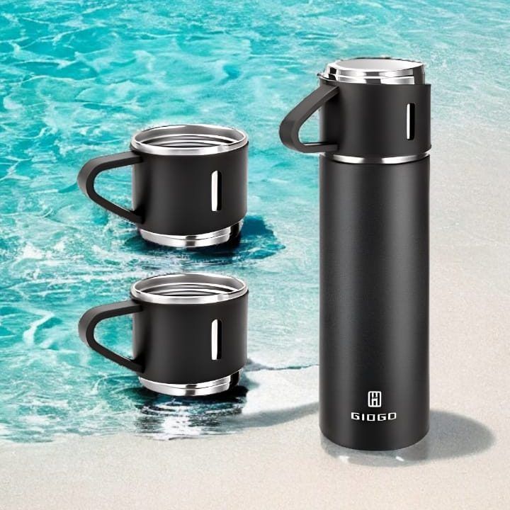 Stainless Steel Vacuum Flask Set – Double Wall Insulated Hot & Cold Bottles