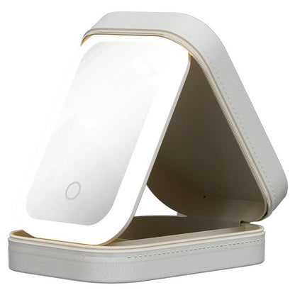 LED Cosmetics Mirror Box – Portable Makeup Organizer with LED Light & Storage Case