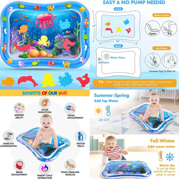 Tummy Time Water Mat – Inflatable Baby Play Mat 3-24 Months