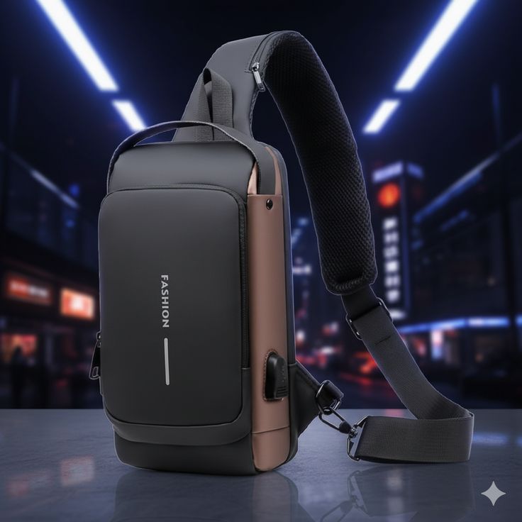 Anti-Theft Waterproof Sling Bag with USB Charging & Combination Lock