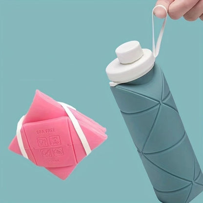 600ML Silicone Folding Water Bottle – Portable Collapsible Bottle