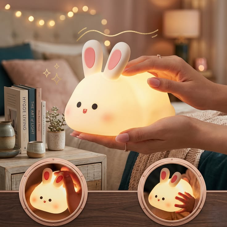 Silicone Rabbit Lamp – Cute LED Night Light for Kids