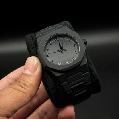 Arabic Aura Watch for Men – Matt Black Butterfly Clasp
