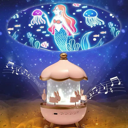 Bunny Carousel Night Projector – Kids LED Star Light Lamp