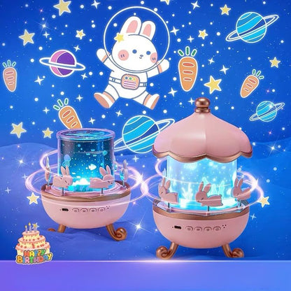 Bunny Carousel Night Projector – Kids LED Star Light Lamp