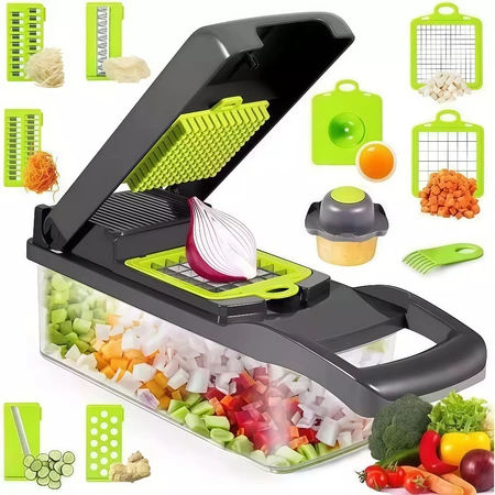 16 in 1 Vegetable Slicer – Multi-Function Mandoline Cutter with Stainless Steel Blades