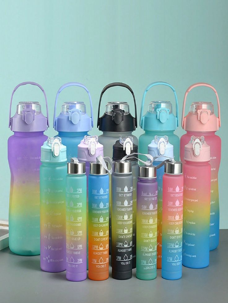 3 in 1 Water Bottle Rainbow Colors – Lock Sipper Bottle with Stickers