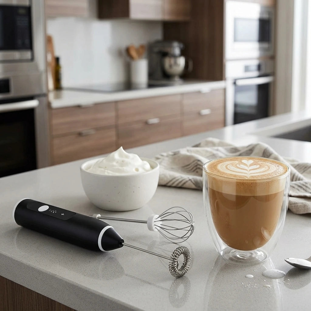 Rechargeable 2-in-1 Coffee & Egg Beater – USB Milk Frother