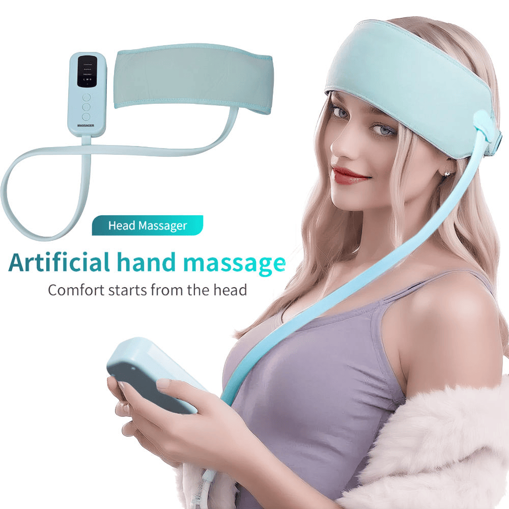 Head Massager with Airbag Kneading – Scalp Heat Therapy Belt