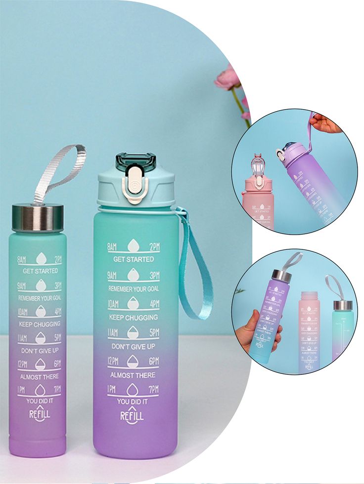 3 in 1 Water Bottle Rainbow Colors – Lock Sipper Bottle with Stickers