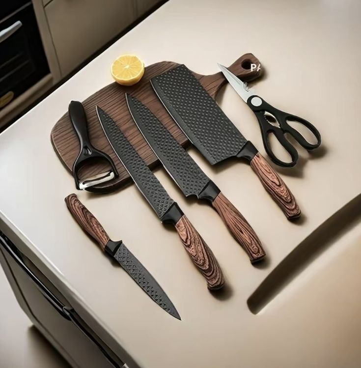 6-Piece Stainless Steel Kitchen Knife Set with Stand | Professional Chef Knives Pakistan