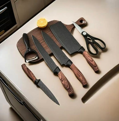 6-Piece Stainless Steel Kitchen Knife Set with Stand | Professional Chef Knives Pakistan