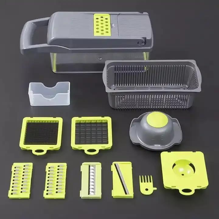 16 in 1 Vegetable Slicer – Multi-Function Mandoline Cutter with Stainless Steel Blades