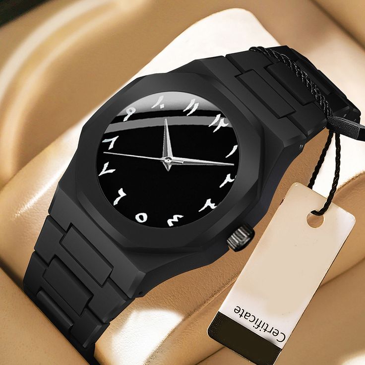Arabic Aura Watch for Men – Matt Black Butterfly Clasp