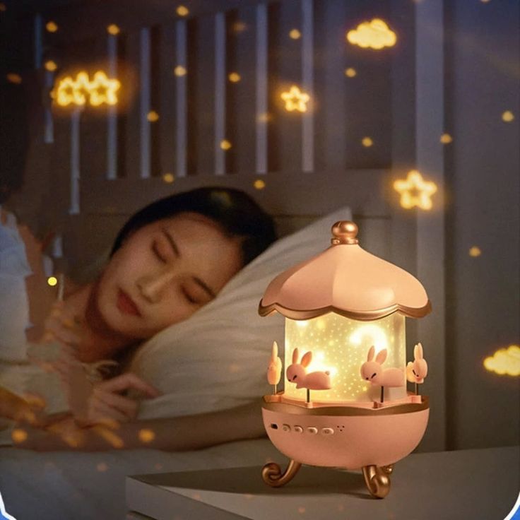 Bunny Carousel Night Projector – Kids LED Star Light Lamp