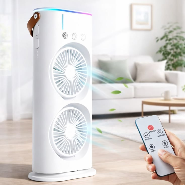 Double Rechargeable Mist Fan – Portable Spray Fan Cooling