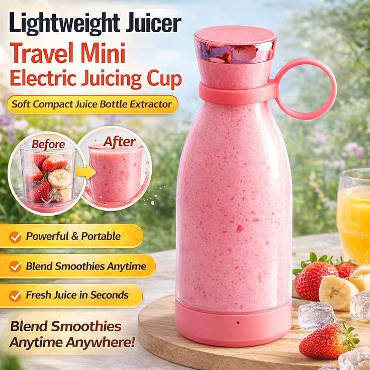 Portable Mini Juicer Blender Rechargeable USB | Fresh Juice Maker Bottle Pakistan