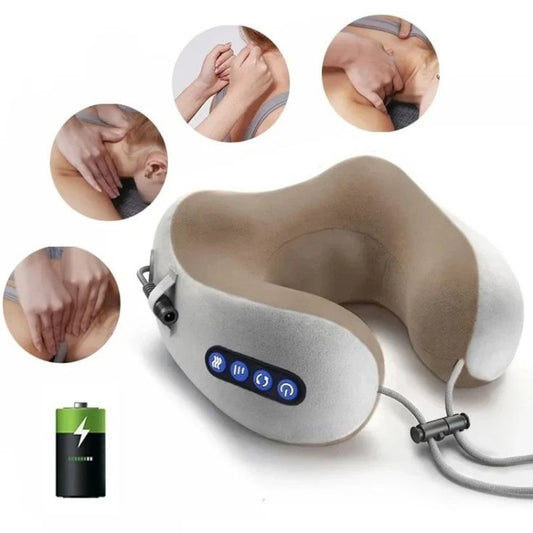U-Shaped Pillow Massager – Electric Neck & Shoulder Massage Pillow with Heat