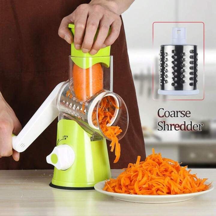 Drum Cutter Vegetable Slicer – Manual Multi-Blade Kitchen Cutter for Fruits & Vegetables