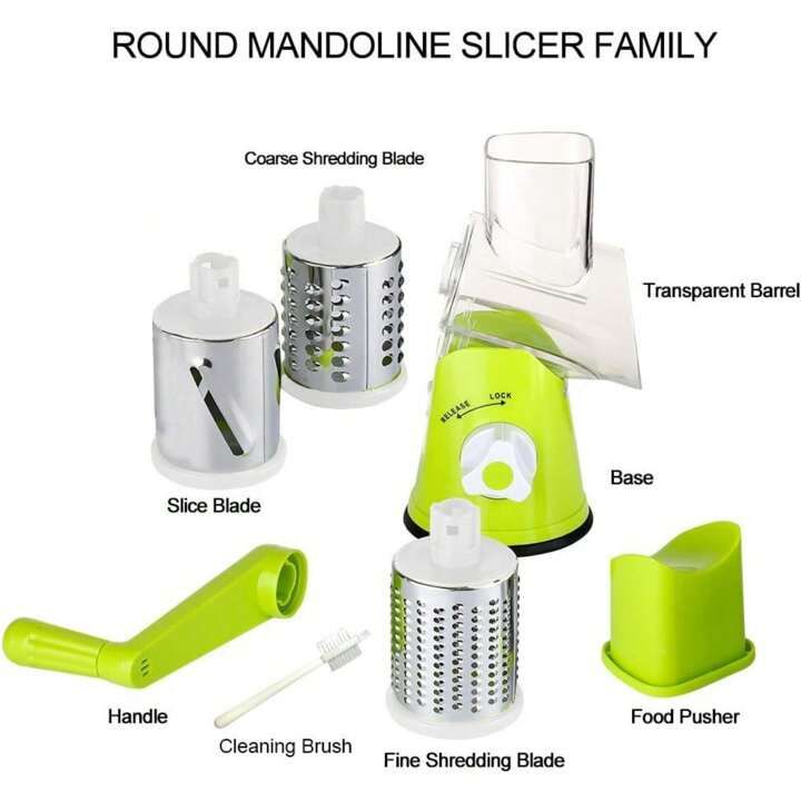 Drum Cutter Vegetable Slicer – Manual Multi-Blade Kitchen Cutter for Fruits & Vegetables