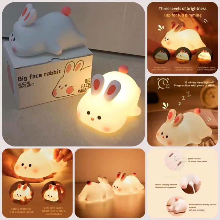 Silicone Rabbit Lamp – Cute LED Night Light for Kids