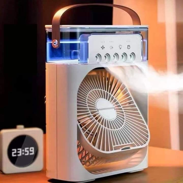 Humidifier Mist Spray Fan with RGB Light – 3-in-1 Portable Cooling Fan Pakistan